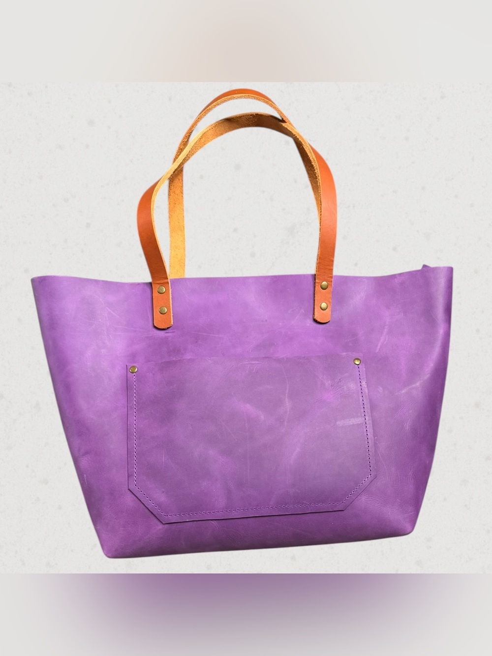 Extra Large Grape Tote with Tan Handles